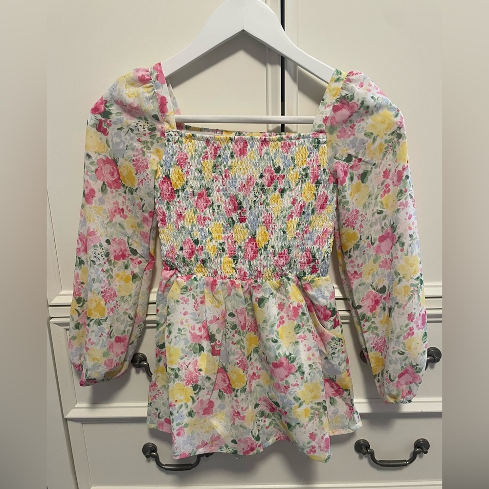 Multicolor floral JJ long sleeve romper